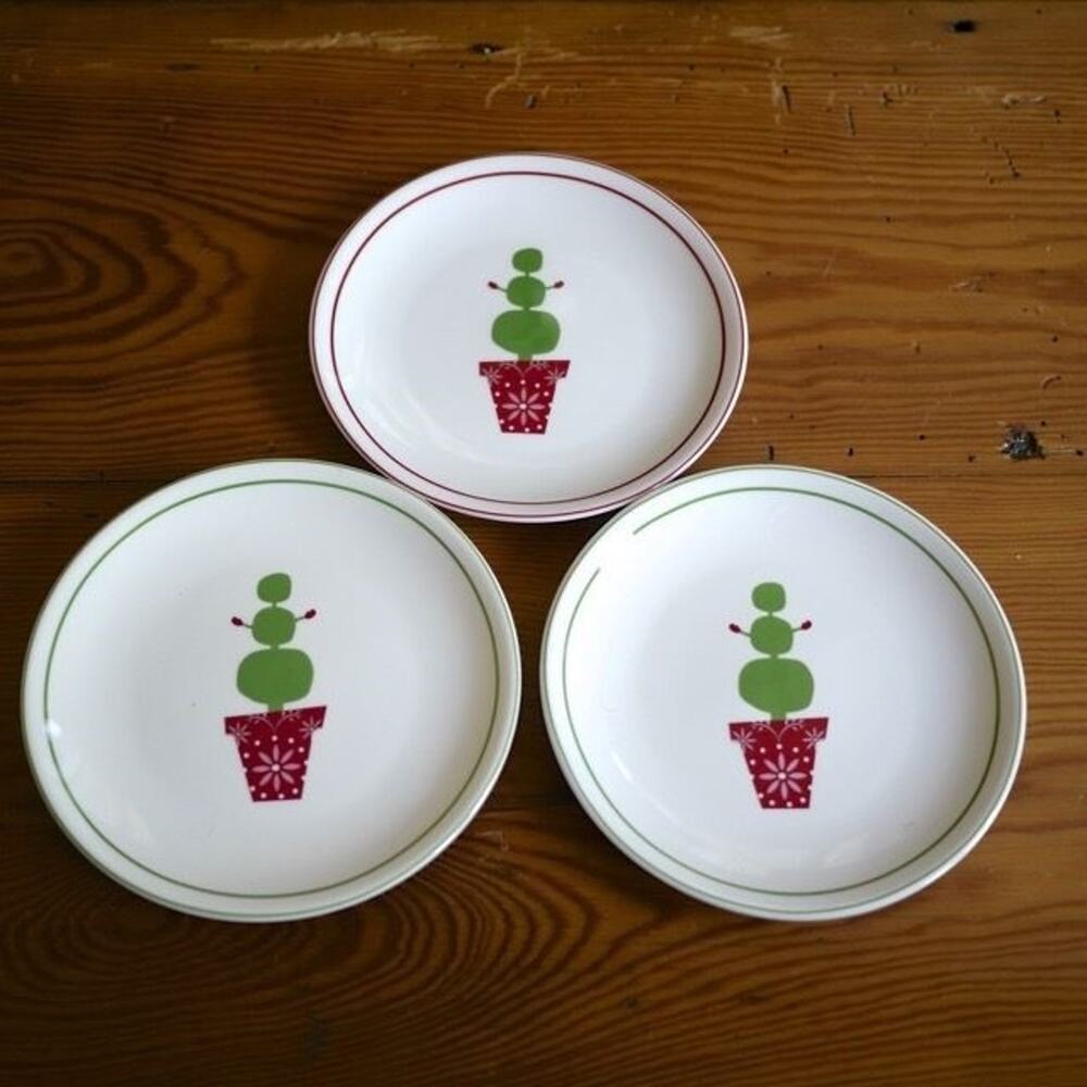 Set 3 Starbucks Porcelain 2006 Holiday Snowman Small Dessert Snack Plates 6”